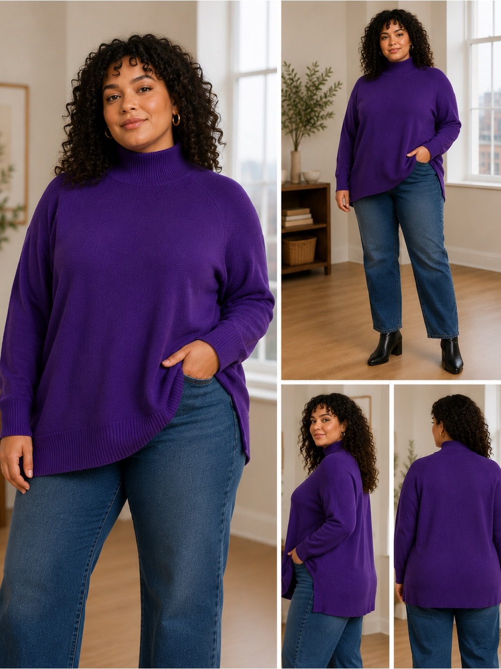 Passports Purple Mock Neck‎ Sweater (XL)